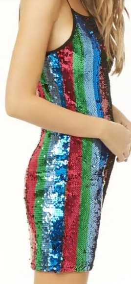 Striped Sequin Mini Cami Dress - Picture 4 of 5